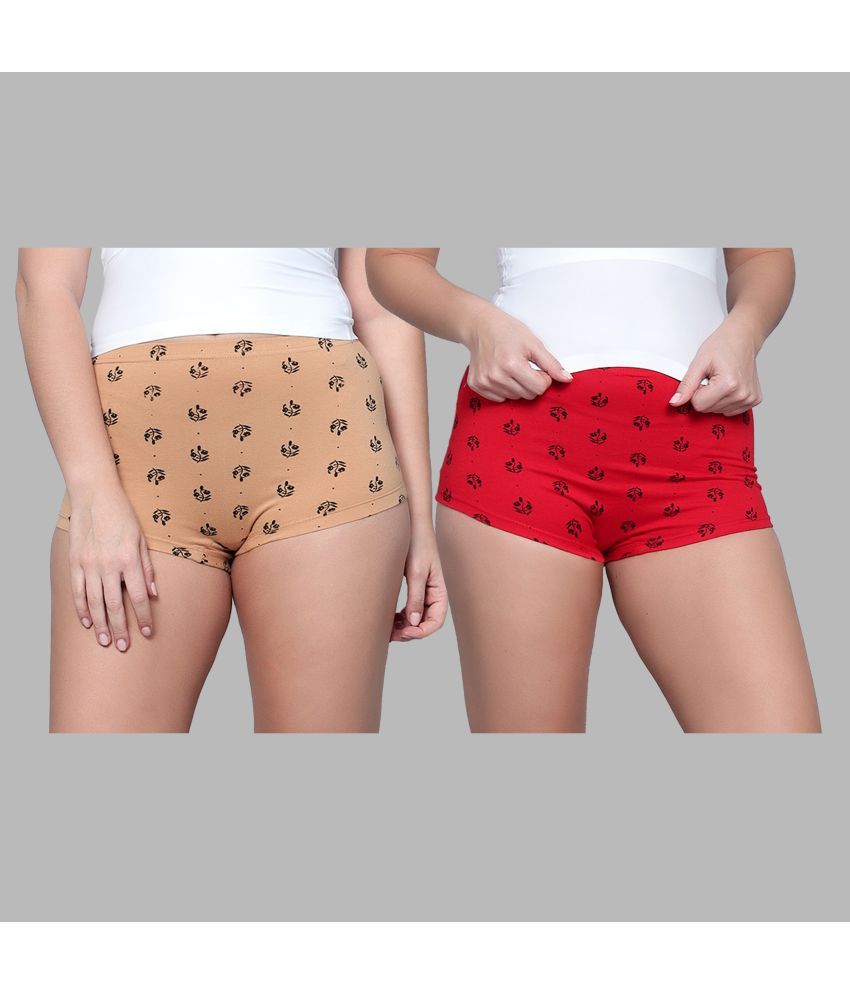     			Diaz Pack of 2 Cotton Printed Women's Boy Shorts ( Multicolor )