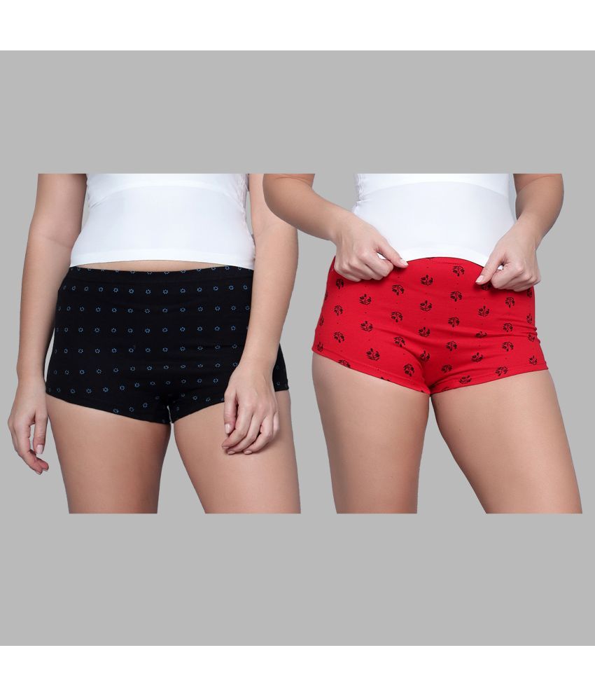     			Diaz Pack of 2 Cotton Printed Women's Boy Shorts ( Multicolor )