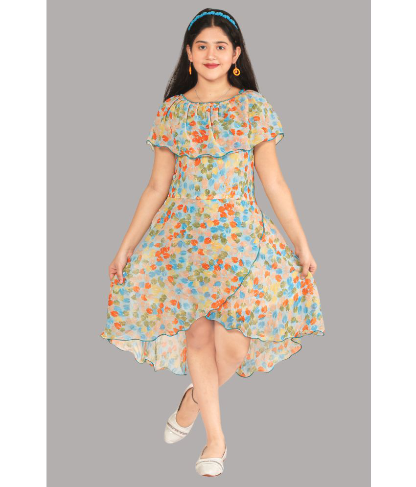    			STYLOKIDS - Multicolor Georgette Girls Asymmetric Dress ( Pack of 1 )