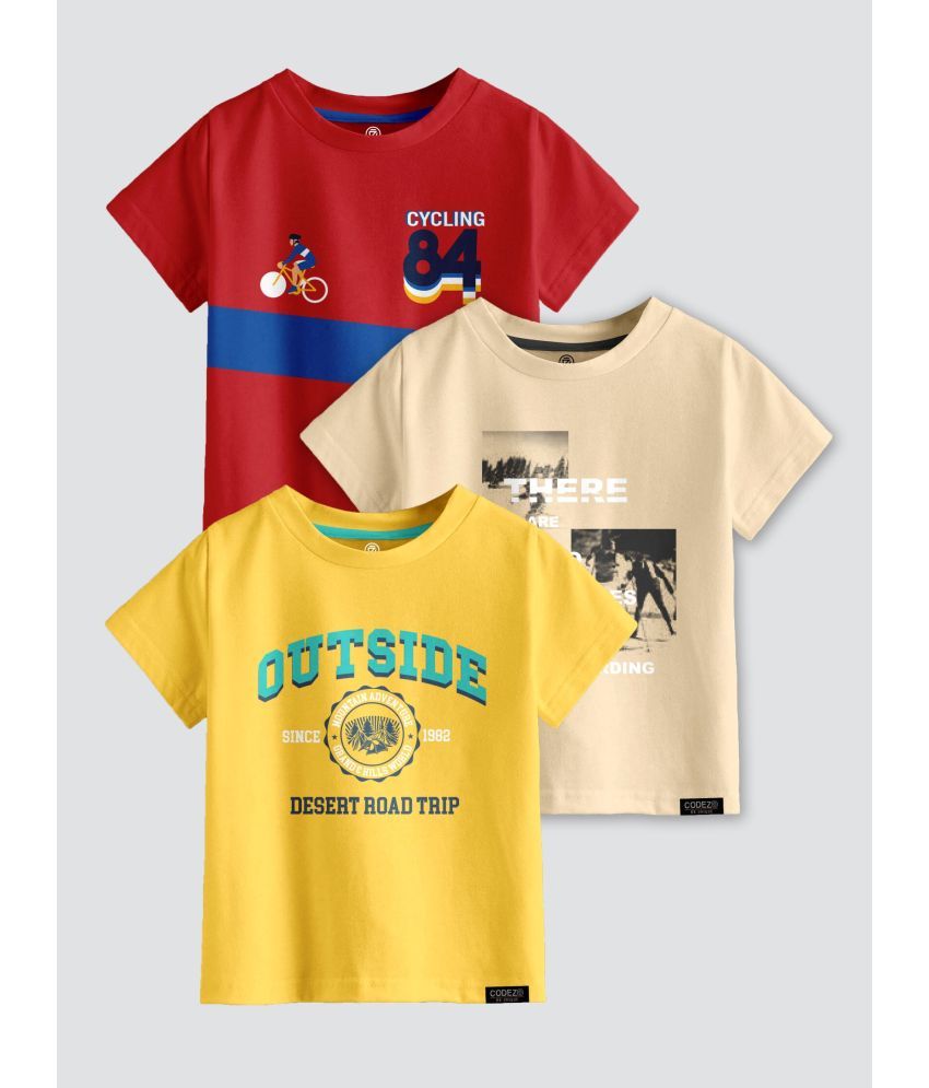     			CODEZ Pack of 3 Boys Cotton Blend T-Shirt ( Multi Color )