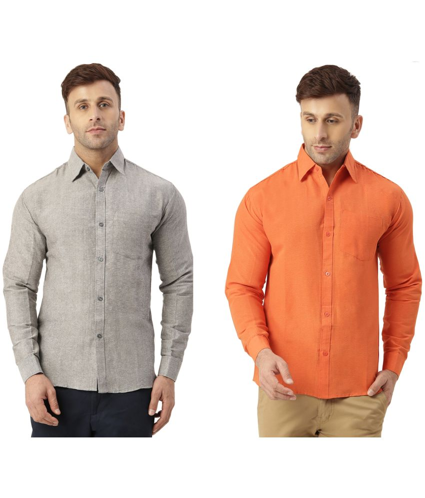     			RIAG Cotton Blend Regular Fit Full Sleeves Men's Formal Shirt - Orange ( Pack of 2 )