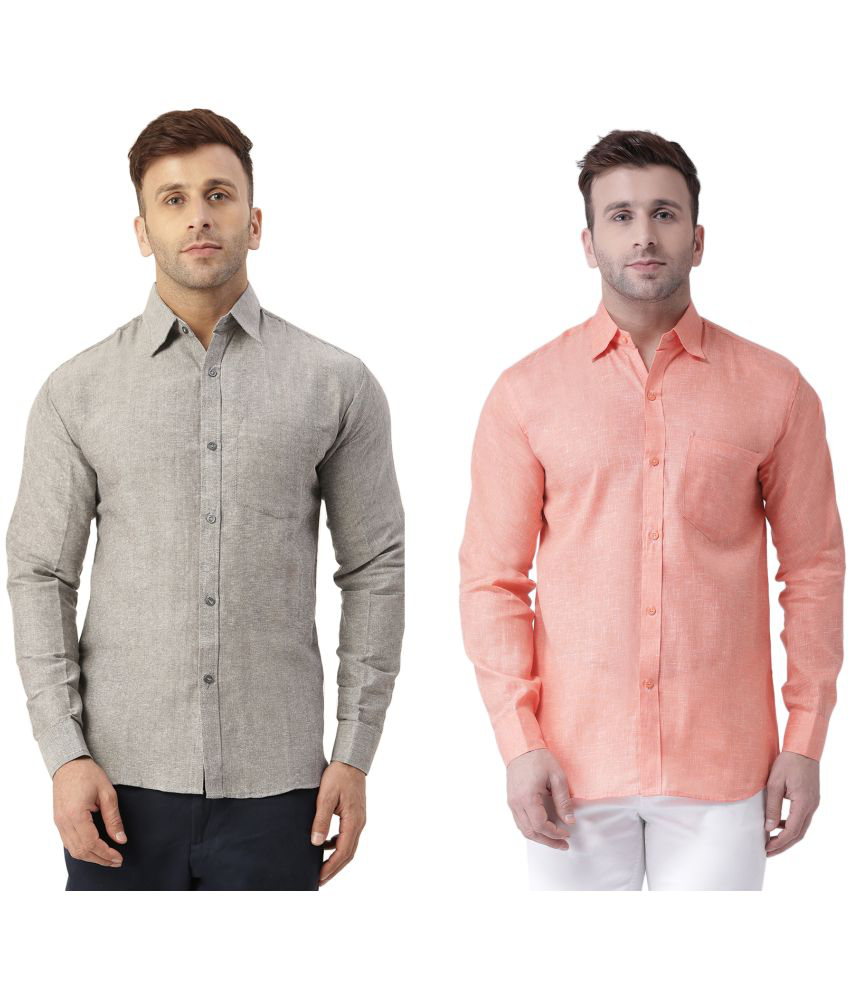    			RIAG Cotton Blend Regular Fit Full Sleeves Men's Formal Shirt - Orange ( Pack of 2 )