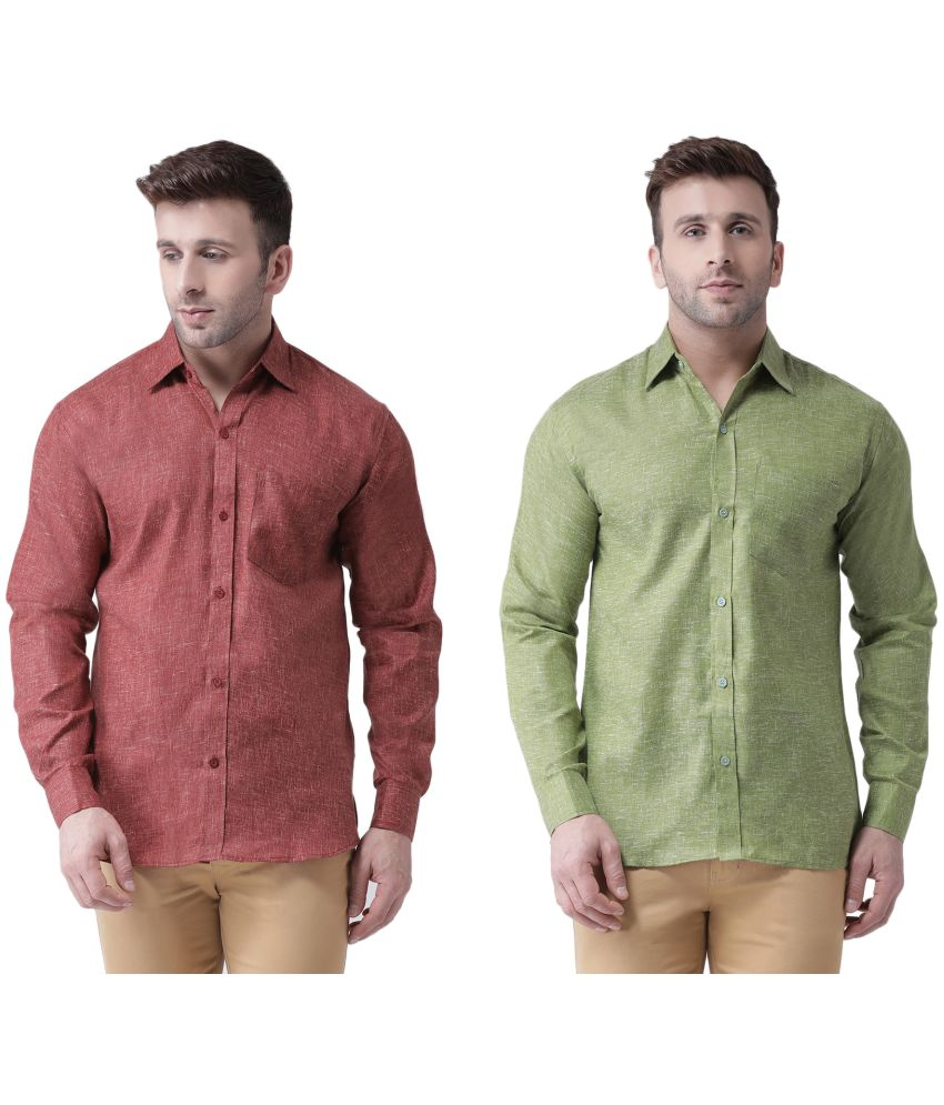     			RIAG Cotton Blend Regular Fit Self Design Full Sleeves Men's Casual Shirt - Brown ( Pack of 2 )