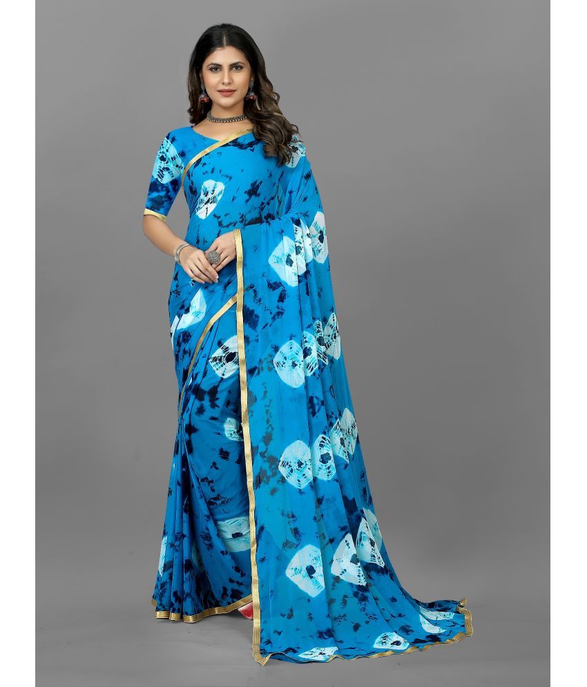     			Aika - SkyBlue Chiffon Saree With Blouse Piece ( Pack of 1 )