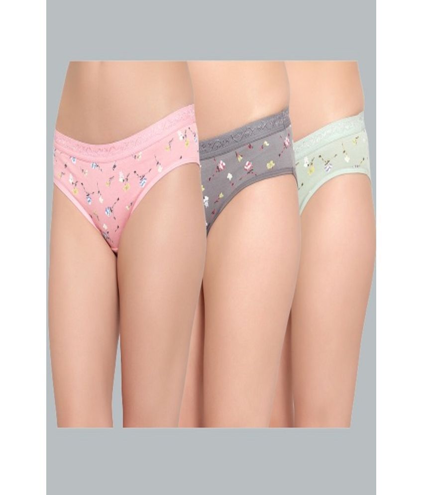     			Bruchi Club - Multi Color Hipster Panty Cotton Printed Women's Hipster ( Pack of 3 )
