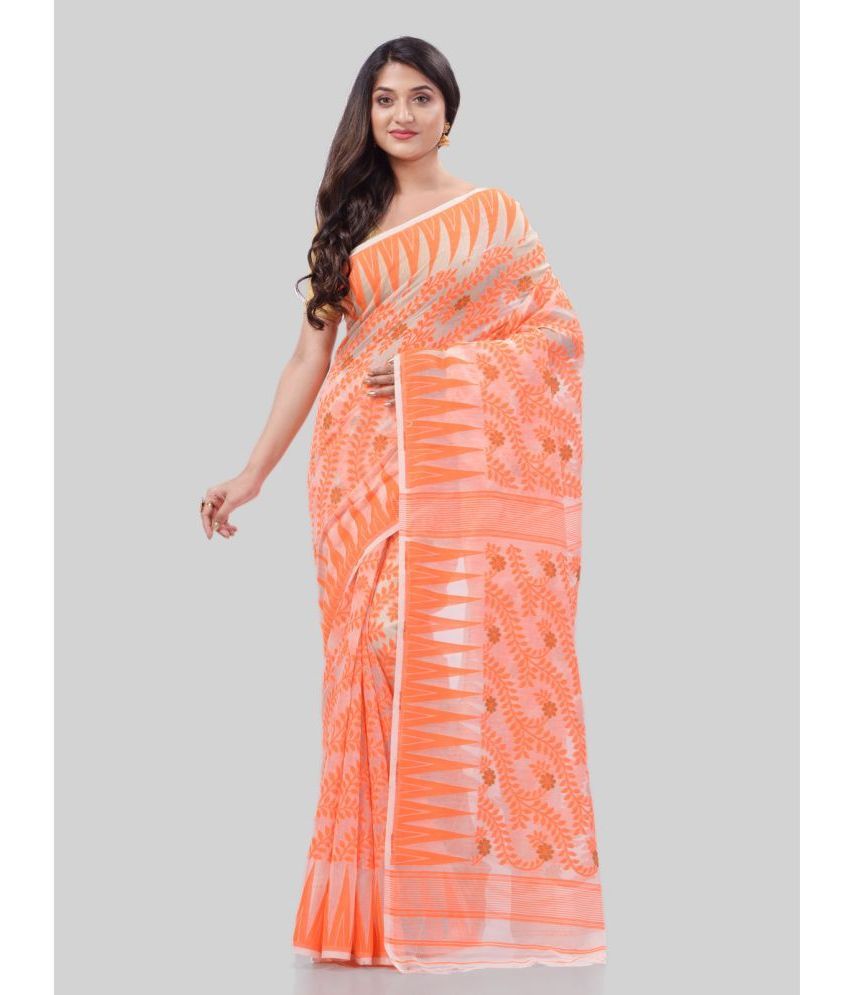     			Desh Bidesh - Orange Cotton Saree Without Blouse Piece ( Pack of 1 )