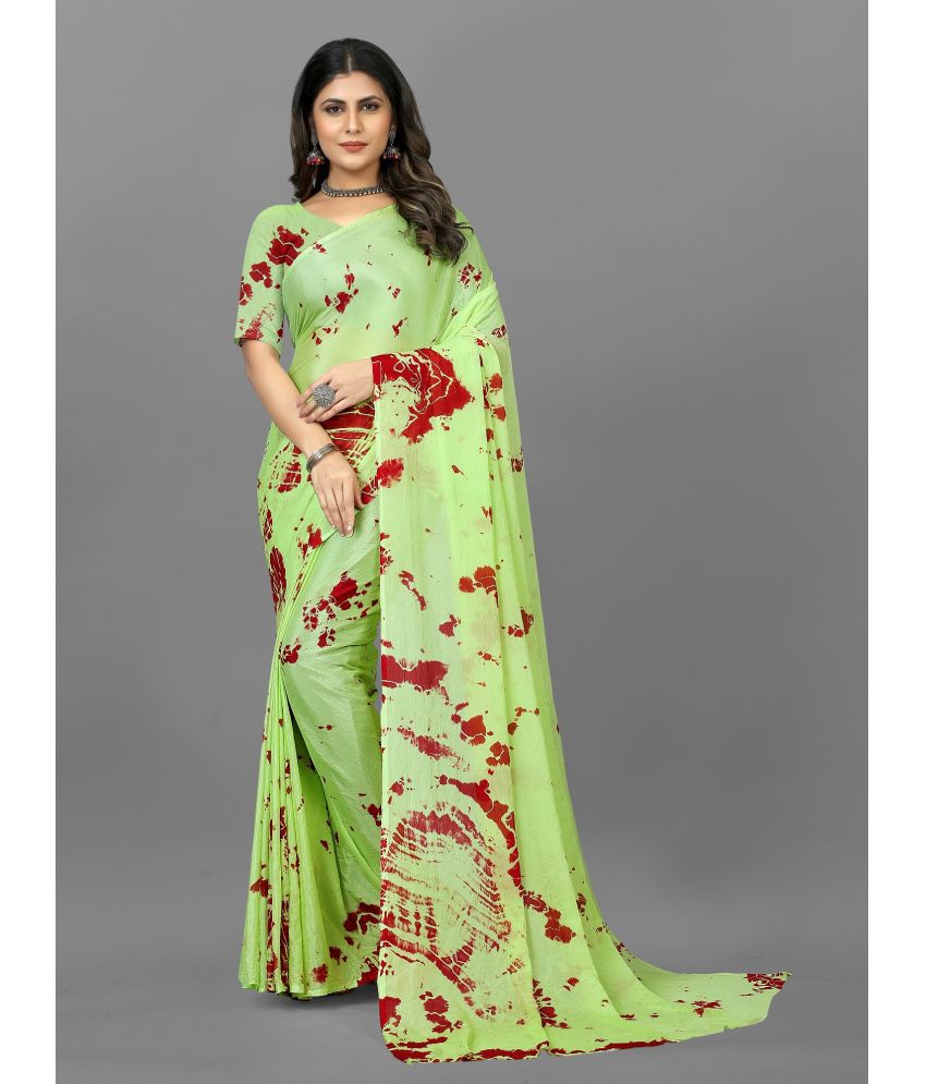     			JULEE - Light Green Chiffon Saree With Blouse Piece ( Pack of 1 )