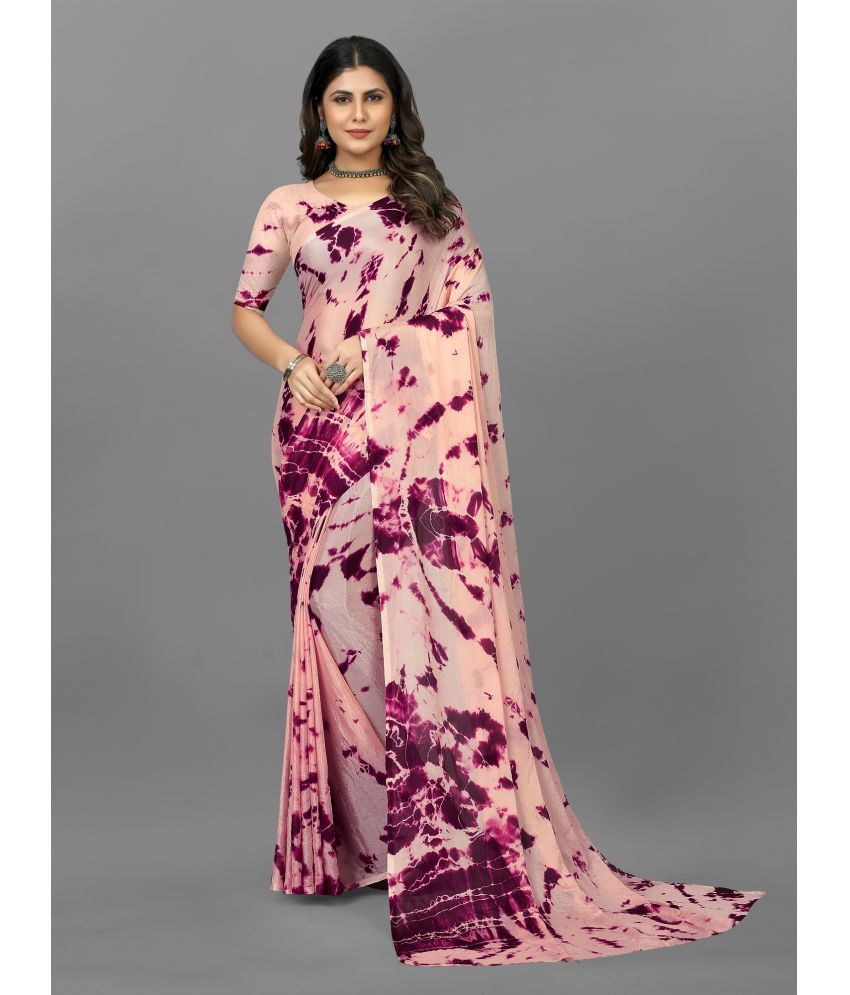     			JULEE - Peach Chiffon Saree With Blouse Piece ( Pack of 1 )