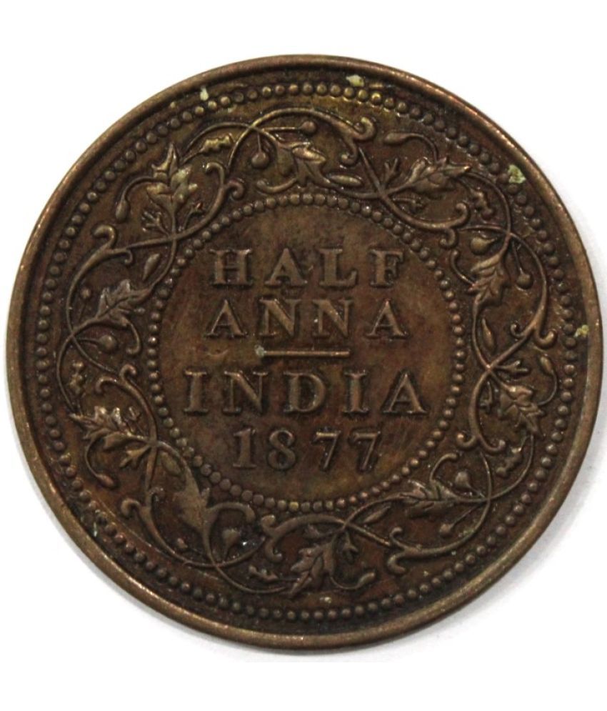     			Luxury - Big Verity - British India Rare Half Anna 1877 Victoria Queen Copper Fancy old Coin Numismatic Coins