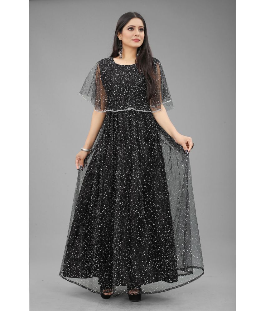     			Apnisha - Black Flared Net Women's Stitched Ethnic Gown ( Pack of 1 )