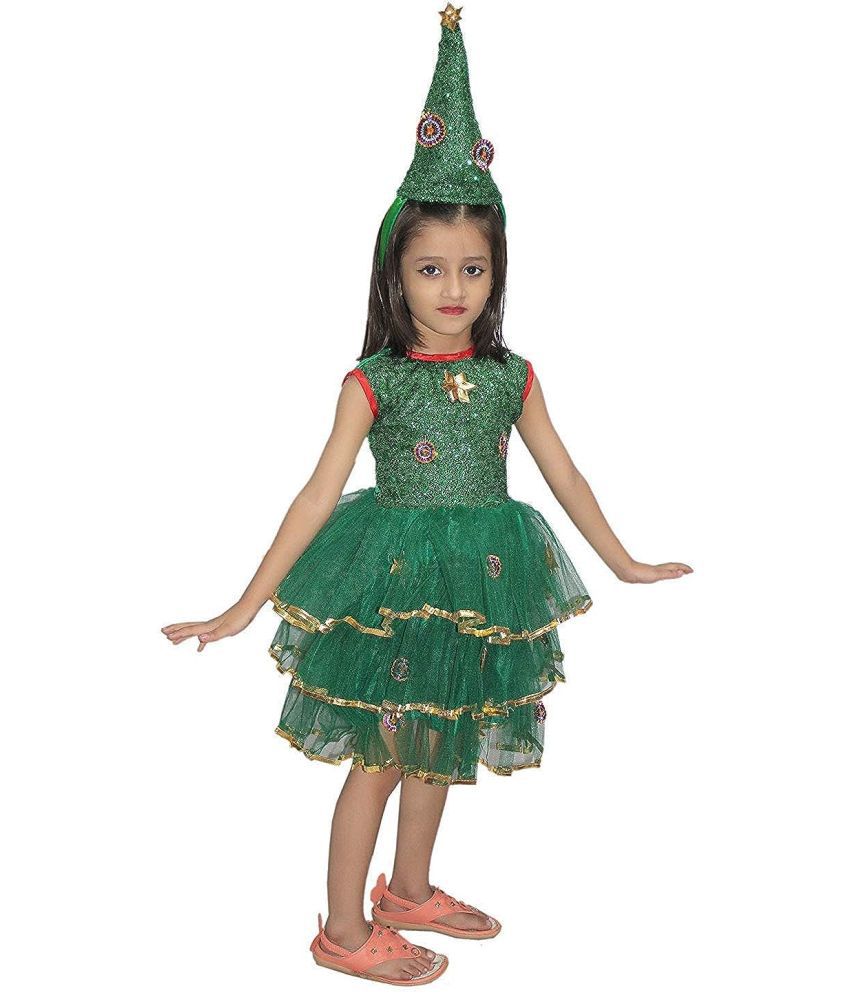     			Kaku Fancy Dresses Christmas Tree Girl Costume - for Girls, Green, 5-6 Years