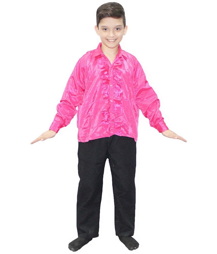     			Kaku Fancy Dresses Magenta Frill Shirt Western Costume -Magenta, 5-6 Years, For Boys