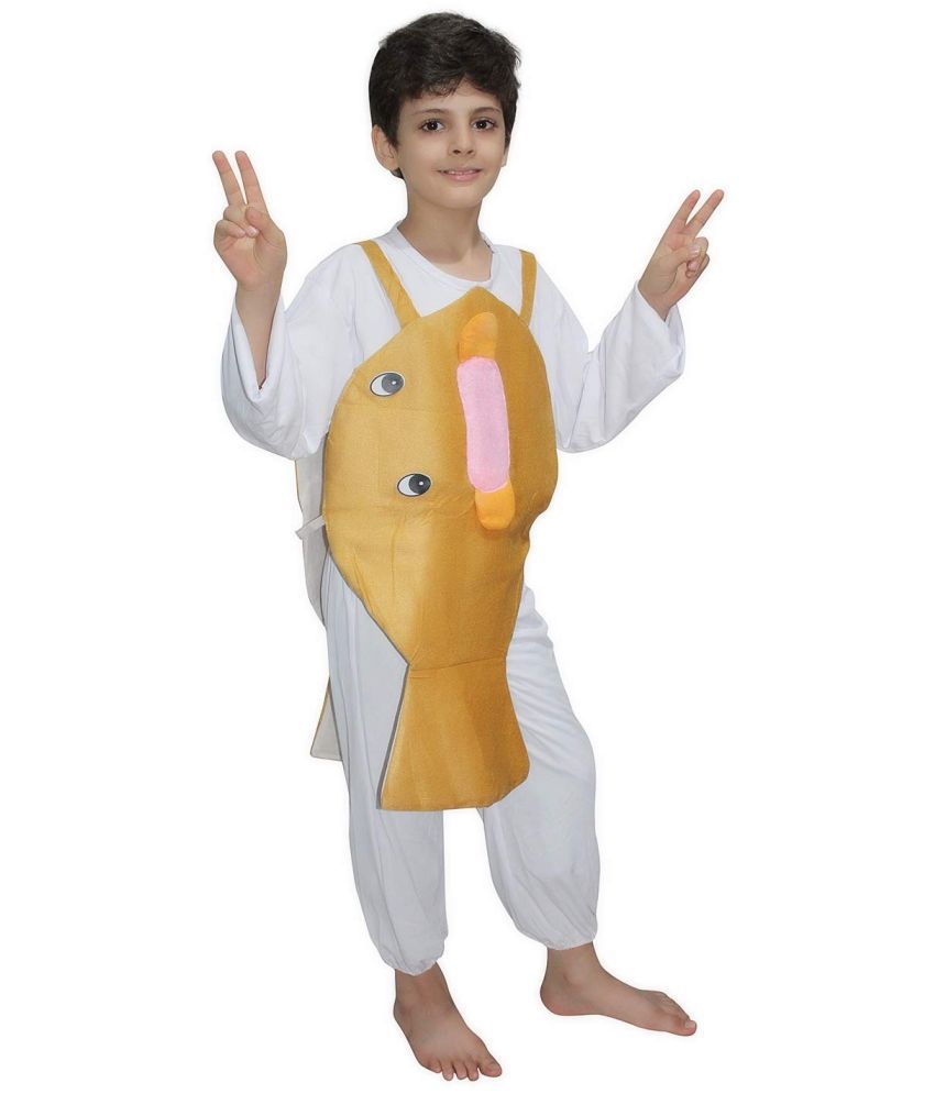     			Kaku Fancy Dresses Puffer Fish Costume -Mustard, 7-8 Years, For Boys & Girls