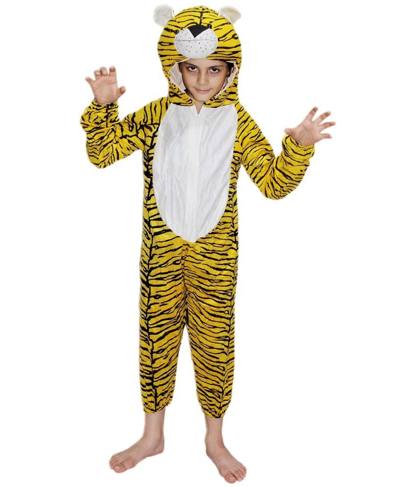     			Kaku Fancy Dresses Tiger Wild Animal Costume For Kids - Yellow, 5 - 6 Years | Animal Fancy Dress For Boys & Girls
