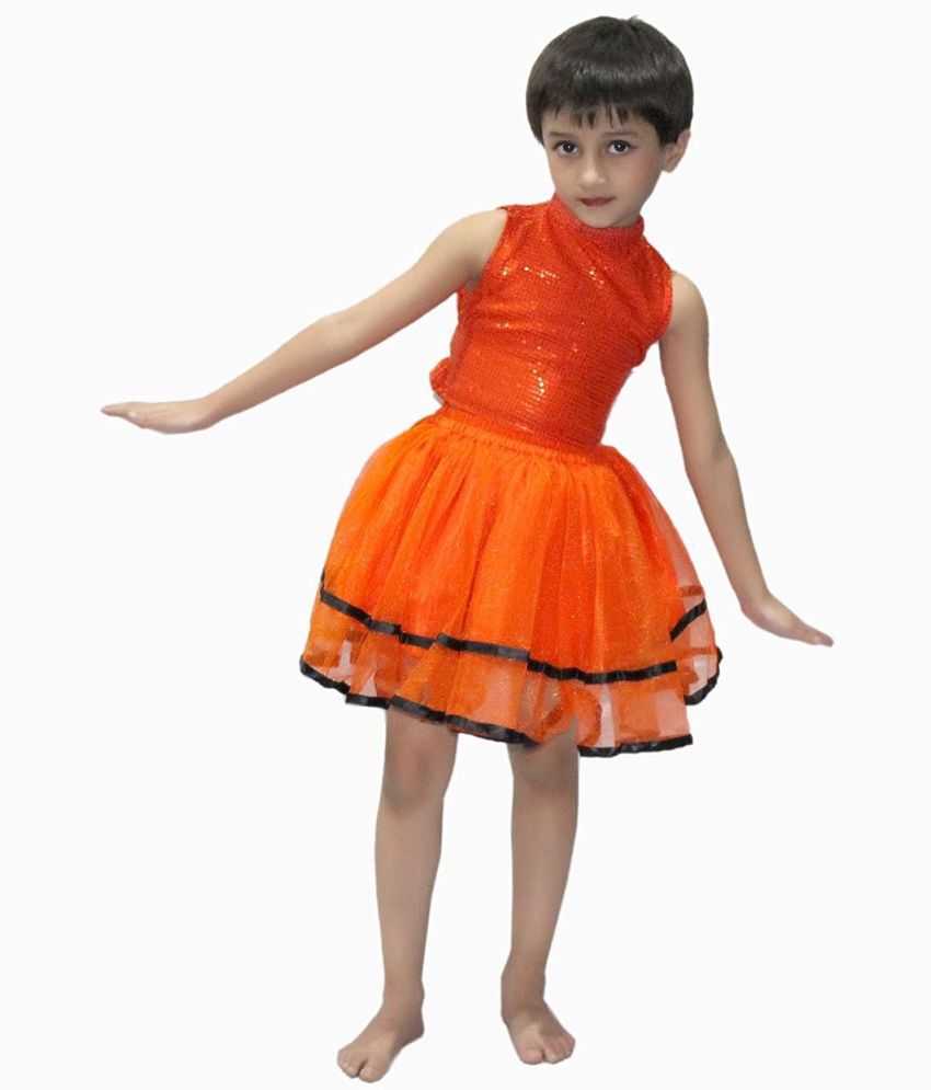     			Kaku Fancy Dresses Tu Tu Skirt Costume -Orange, 7-8 Years, For Girls