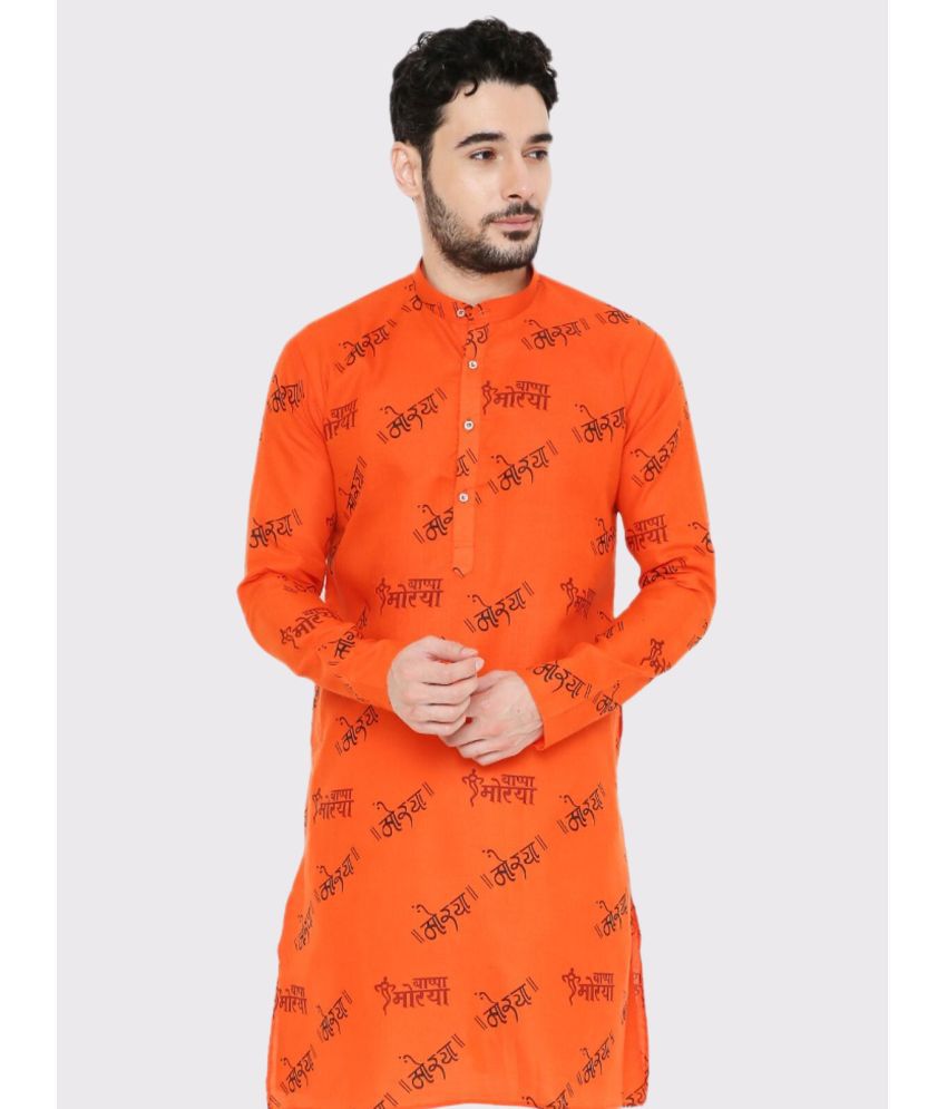     			Maharaja - Orange Cotton Blend Men's Regular Kurta ( Pack of 1 )