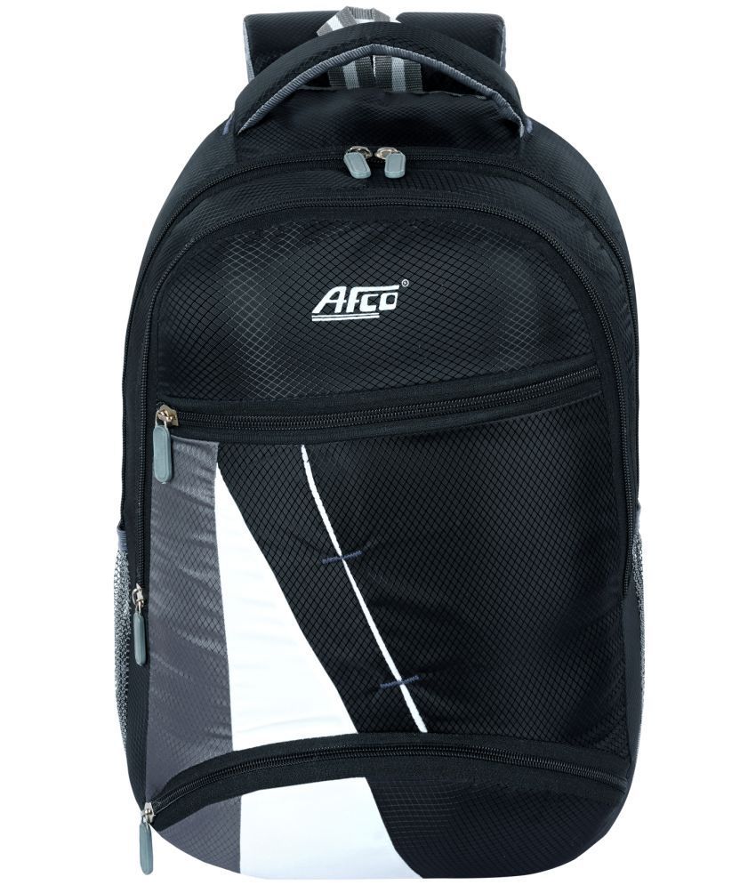    			Afco Bags - Black Leather Backpack ( 35 Ltrs )