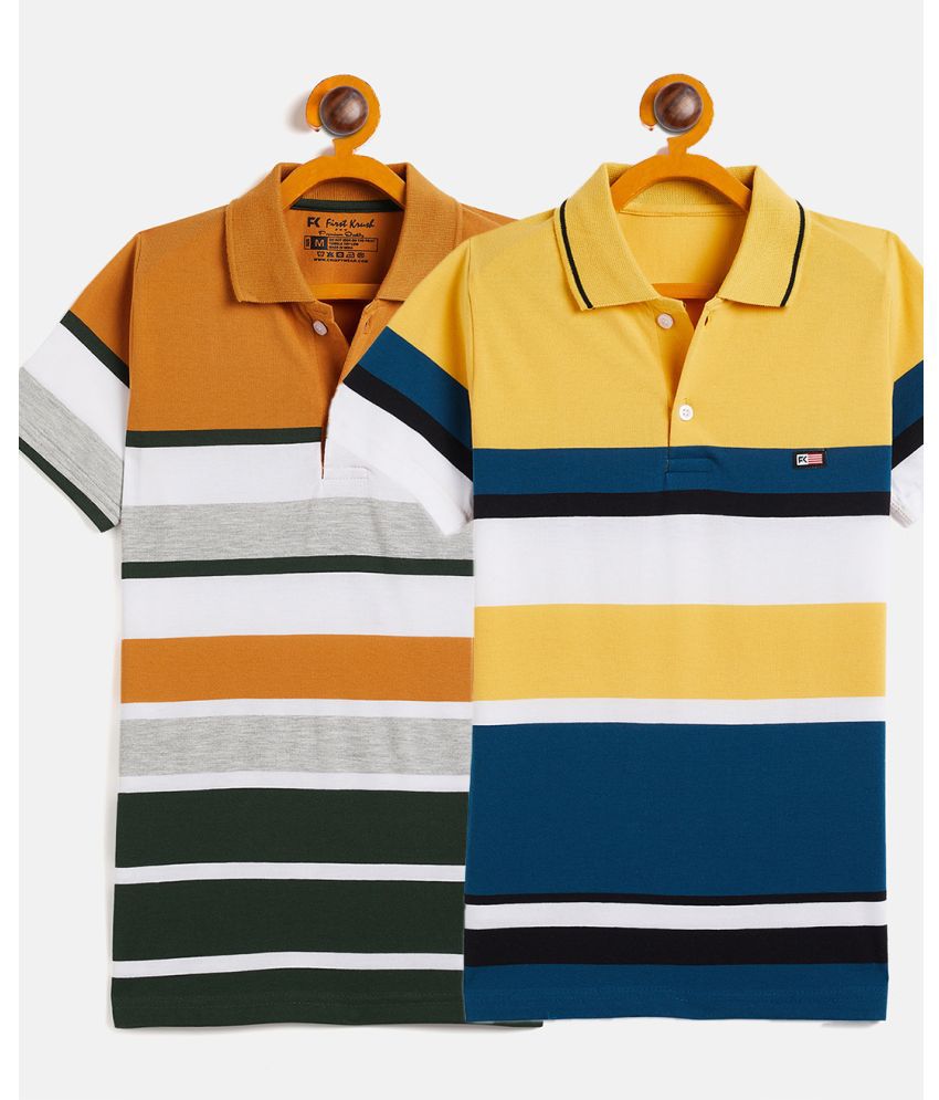     			First Krush - Multi Color Cotton Boy's Polo T-Shirt ( Pack of 2 )