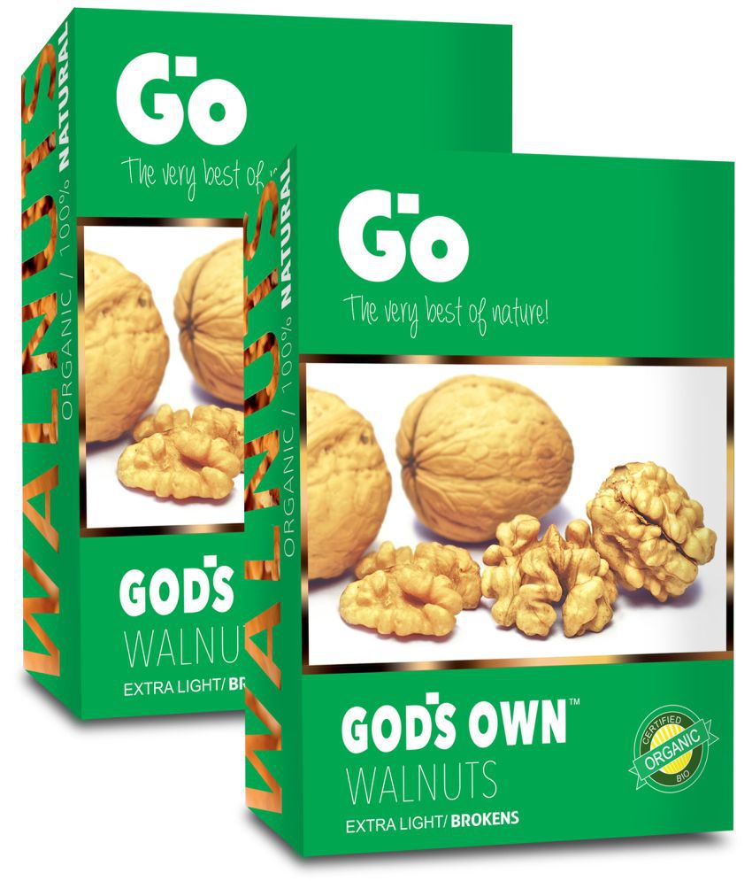     			Go Organic Extra Light Broken Walnuts Kernels (Without Shell) 500g, 250g x 2 | New Crop Walnuts | Organic Walnuts | Fresh and Healthy