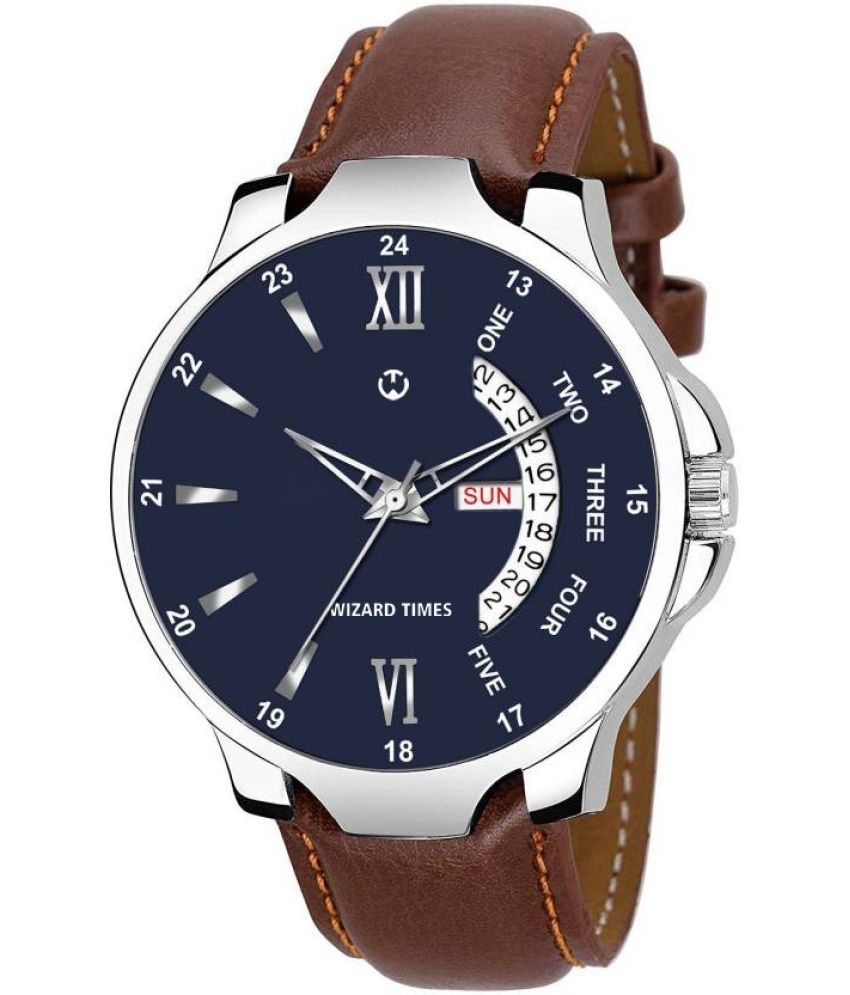     			Wizard Times - Brown LEATHER Analog Men's Watch