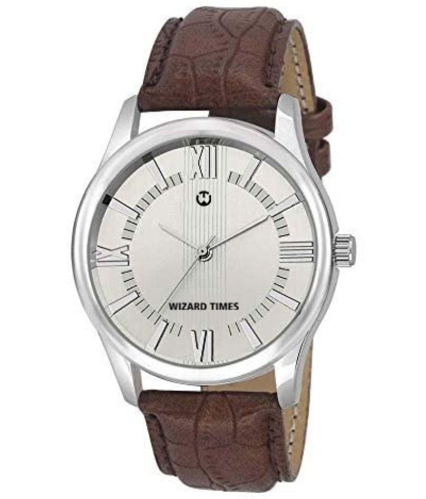     			Wizard Times - Brown Leather Analog Men's Watch