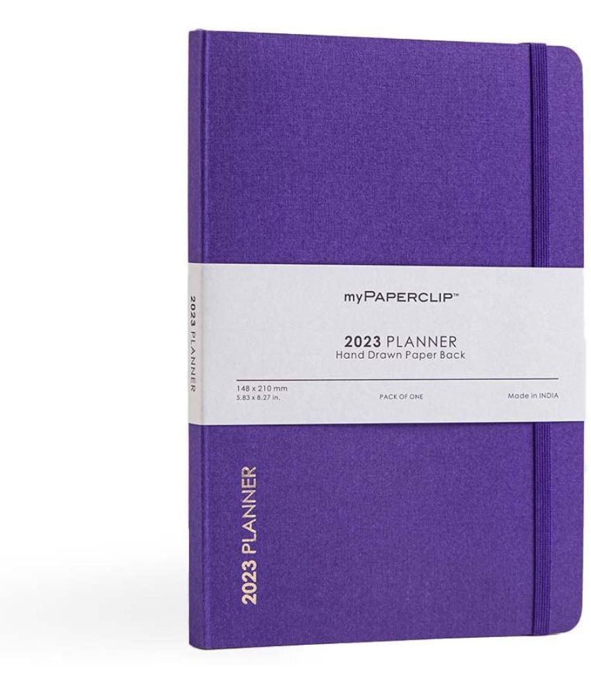     			myPAPERCLIP 2023 Weekly Planner D1 A5 Size Notebook | Hand Drawn Soft Cover Paper Back | Notebook For Gifting | Ruled, 192 Pages, 80 GSM, Amethyst, Pack of 1