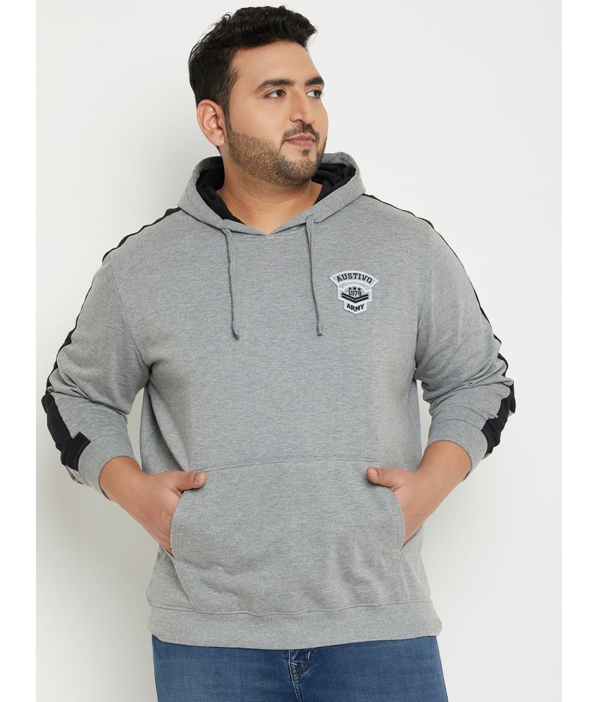     			AUSTIVO Fleece Hooded Men's Sweatshirt - Grey ( Pack of 1 )