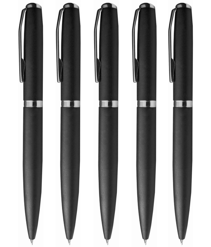     			K K CROSI Metal Pen Pack of 5pcs Black Colour Ball Pen  (Pack of 5, Blue Ink)