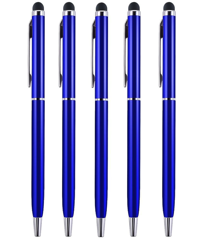     			KK CROSI Sleek Design Pack of 5pcs Blue Colour Metal Pen with Stylus for Touch Screen Multi-function Pen  (Pack of 5, Blue Ink)