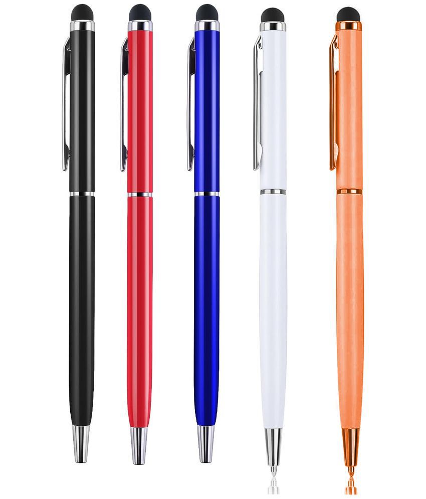     			KK CROSI Sleek Design Pack of 5pcs Mix Colour Metal Pen with Stylus for Touch Screen Multi-function Pen  (Pack of 5, Blue Ink)