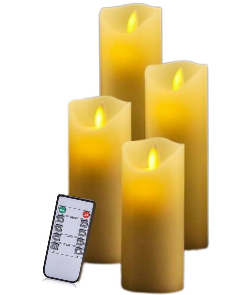     			LTETTES - White Unscented Pillar Candle 20 cm ( Pack of 4 )