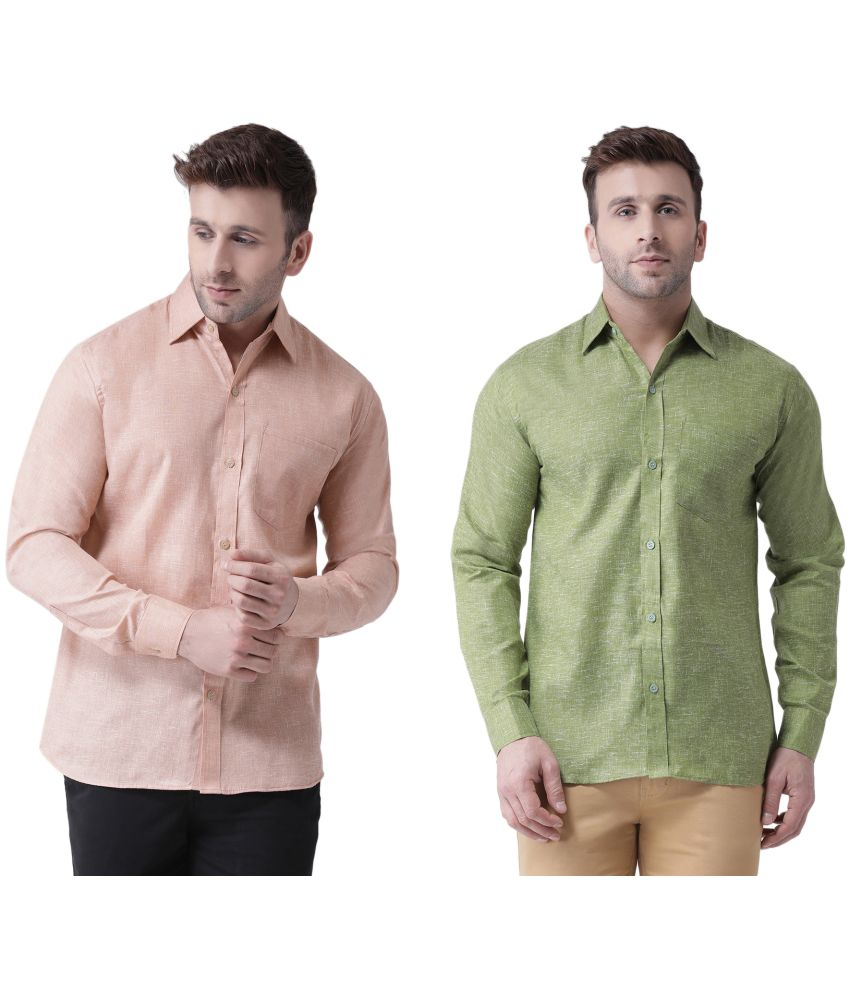     			RIAG Cotton Blend Regular Fit Self Design Full Sleeves Men's Casual Shirt - Multicolor ( Pack of 2 )