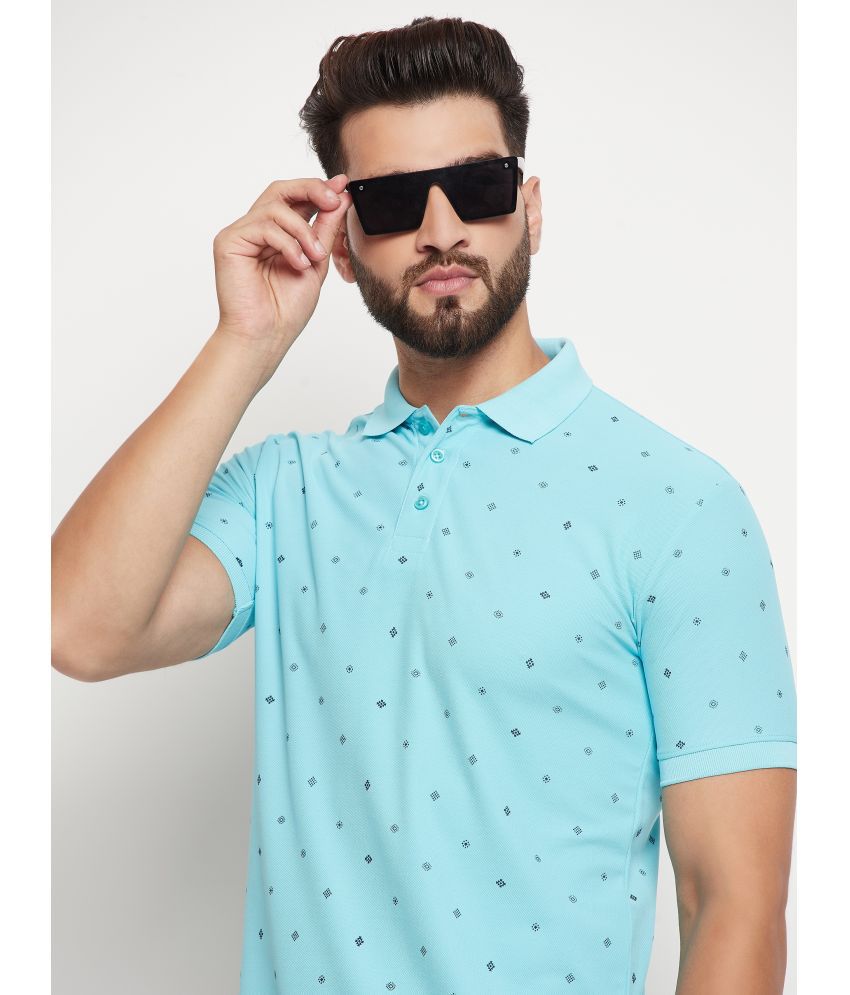     			Rare Cotton Blend Regular Fit Printed Half Sleeves Men's Polo T Shirt - Aqua ( Pack of 1 )