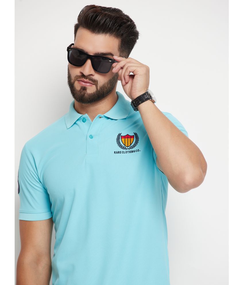     			Rare Cotton Blend Regular Fit Solid Half Sleeves Men's Polo T Shirt - Aqua ( Pack of 1 )