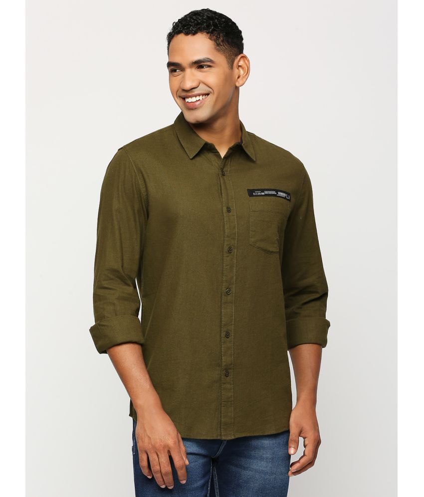     			Solemio Cotton Blend Slim Fit Full Sleeves Men's Formal Shirt - Olive ( Pack of 1 )