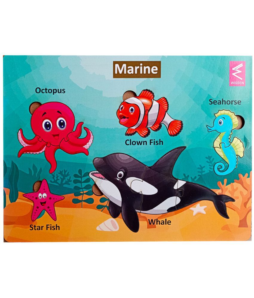     			Wooden Marine Habitat Learning Puzzle board game for kids