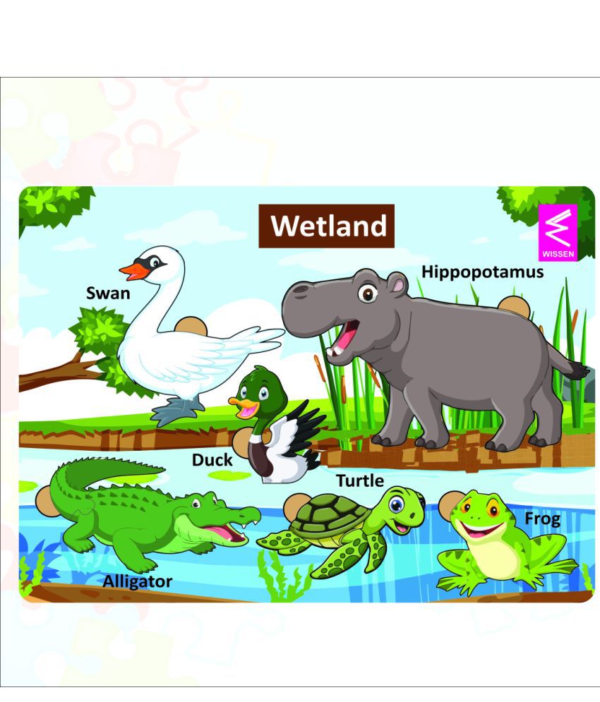     			Wooden Wetland Habitat Learning Puzzle board game for kids