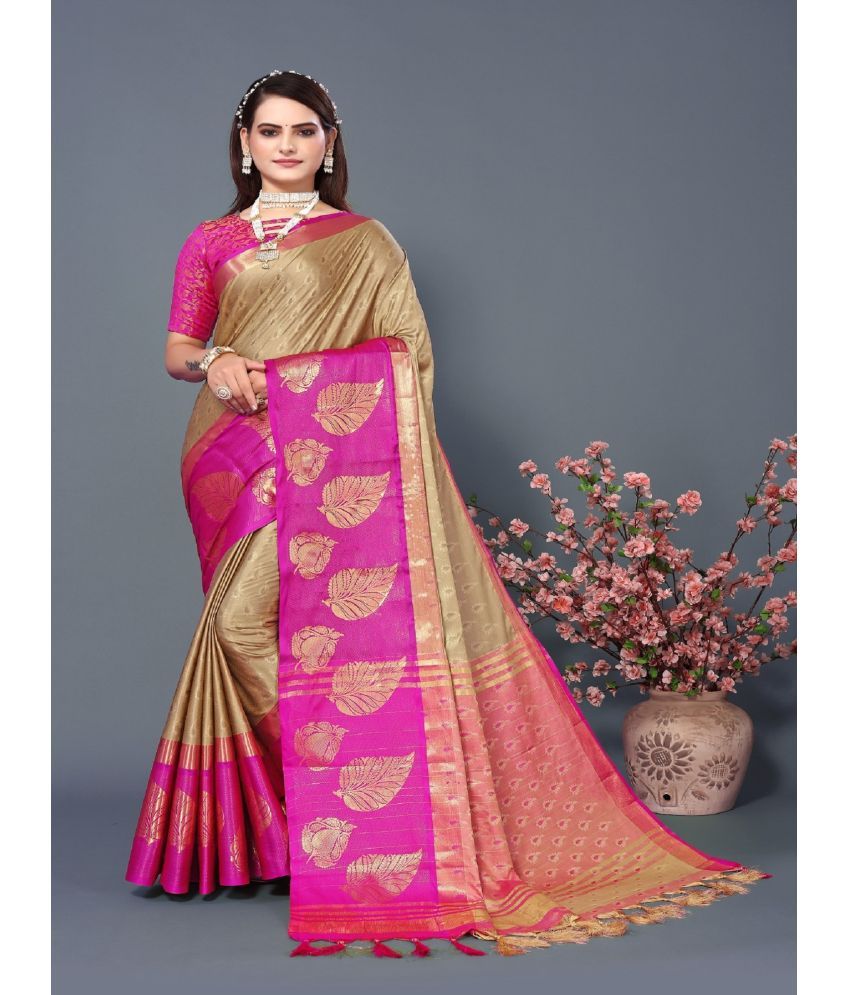     			Aika Silk Embellished Saree With Blouse Piece - Pink ( Pack of 1 )