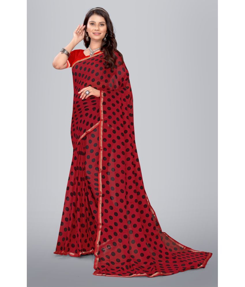     			Aishwarya Chiffon Printed Saree With Blouse Piece - Maroon ( Pack of 1 )