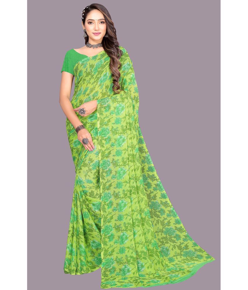     			Aishwarya Chiffon Printed Saree With Blouse Piece - Light Green ( Pack of 1 )