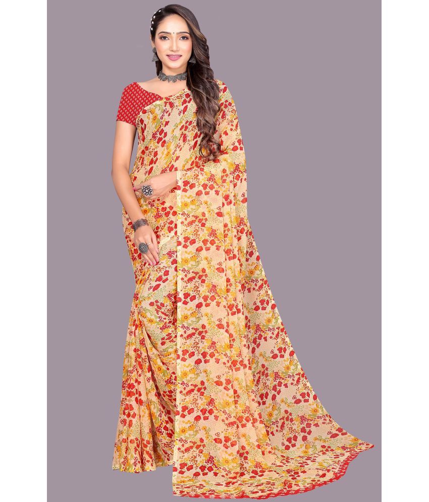     			Aishwarya Chiffon Printed Saree With Blouse Piece - Red ( Pack of 1 )