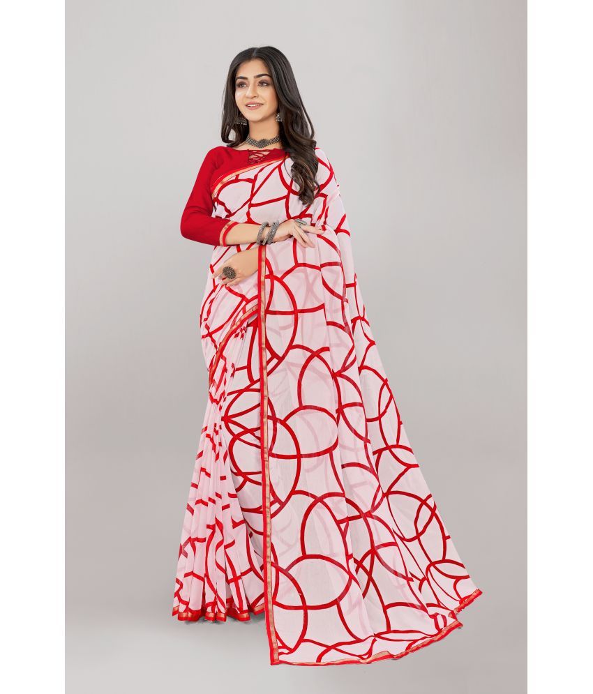     			Aishwarya Chiffon Printed Saree With Blouse Piece - Red ( Pack of 1 )