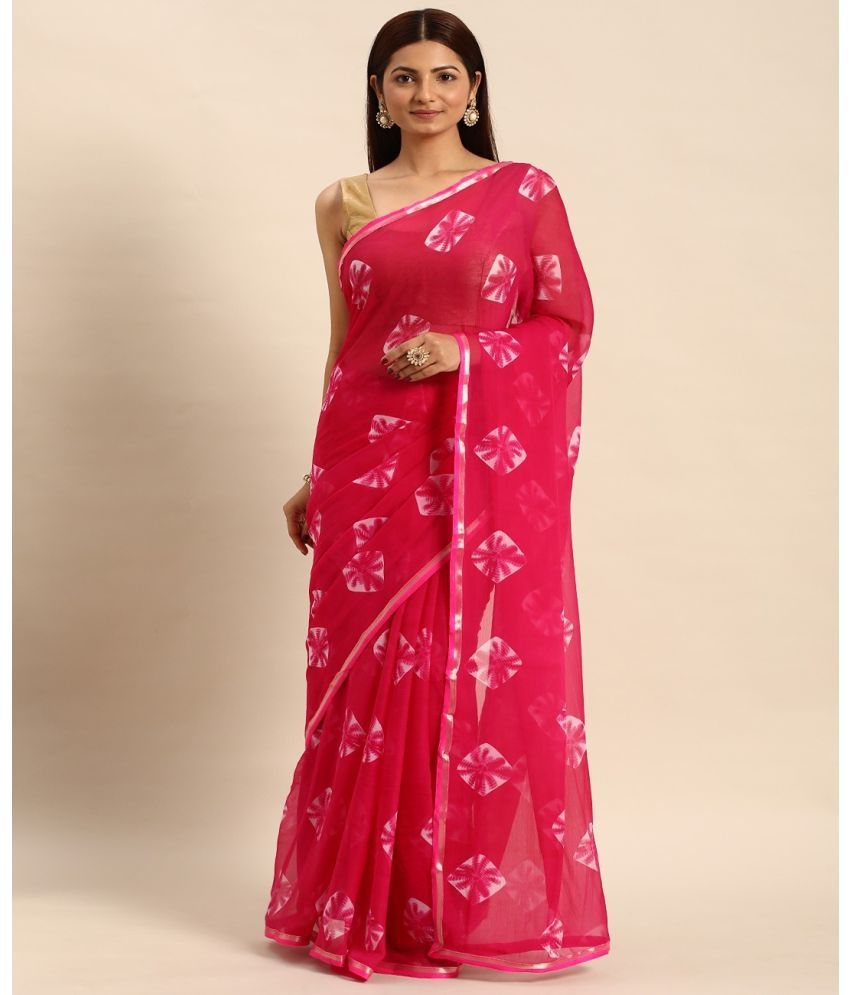     			Aishwarya Chiffon Printed Saree With Blouse Piece - Pink ( Pack of 1 )