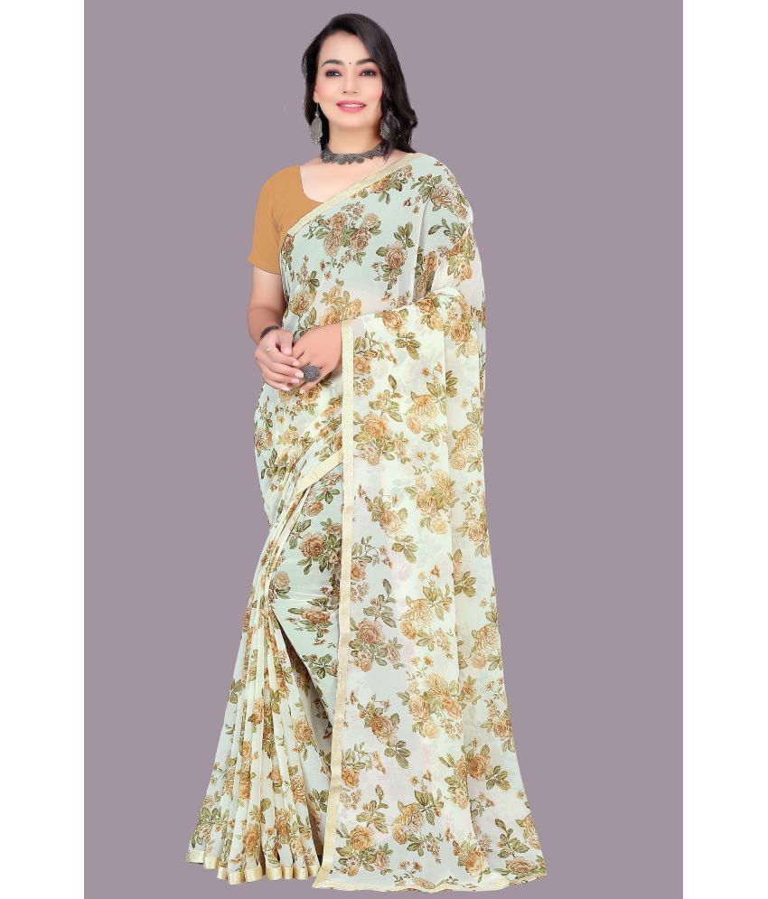     			Aishwarya Chiffon Printed Saree With Blouse Piece - Light Green ( Pack of 1 )