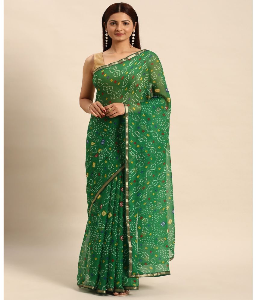     			Aishwarya Chiffon Printed Saree With Blouse Piece - Green ( Pack of 1 )