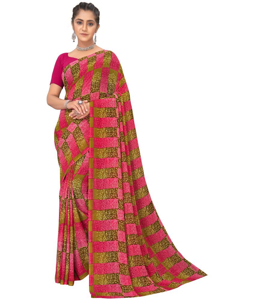     			Aishwarya Georgette Printed Saree With Blouse Piece - Pink ( Pack of 1 )