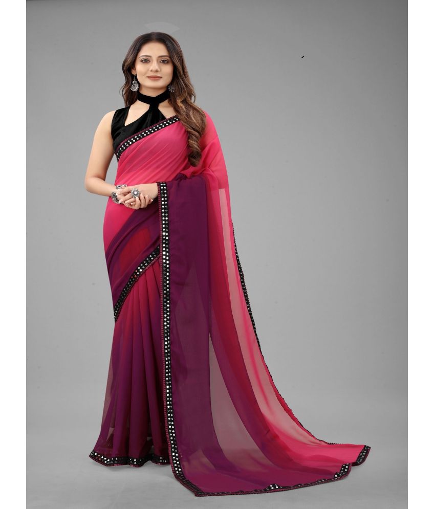     			Apnisha Georgette Solid Saree With Blouse Piece - Rama ( Pack of 1 )