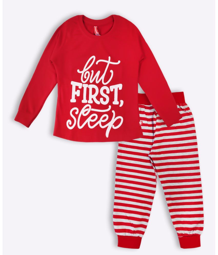     			GAME BEGINS - Red Polyester Blend Girls Top With Pajama ( Pack of 1 )