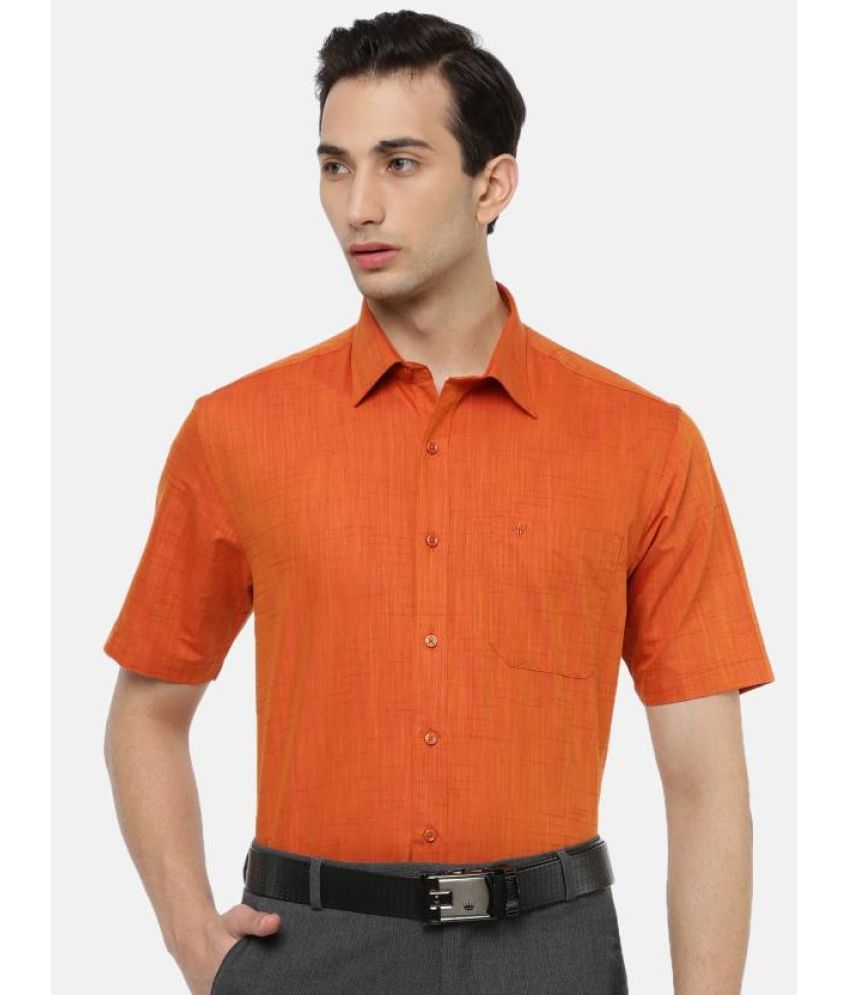     			Ramraj cotton Cotton Blend Regular Fit Self Design Half Sleeves Men's Casual Shirt - Orange ( Pack of 1 )