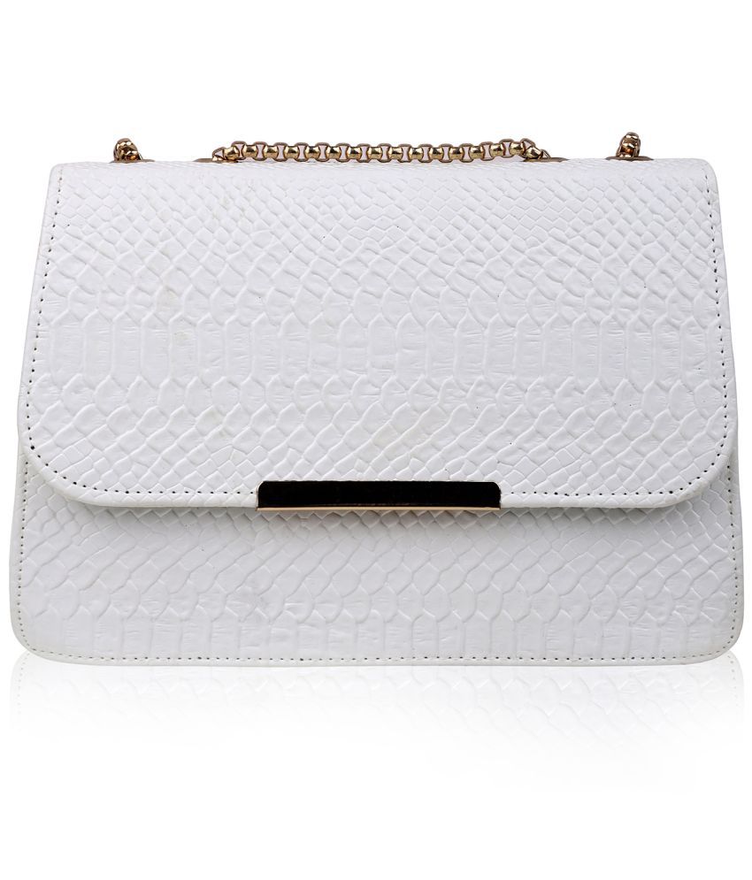     			WASL - White Faux Leather Handheld